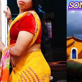 Hot Sonu crossy in yellow saree