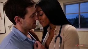 Big-titted nurse on the exam table