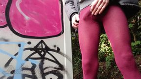 Hairy Sissy in Nylons - Jerking Off in the Nature