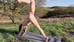 Naked yoga exercise outdoor