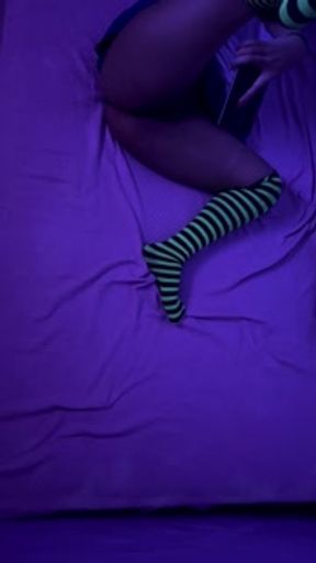 Gothic girl records herself for her roommate