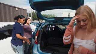 Blond-haired beauty seeking public sex in the backseat