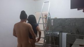 The Electrician Has a Beautiful Face, Athletic Body and a Big Penis. I Fucked Him While He Was Working