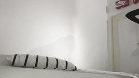 While we shoot videos he me and I him with my feet