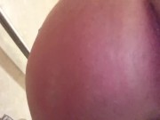 Twink empties boy pussy after spank and fuck