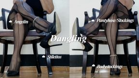 Wearing pantyhose and stiletto heels letting them dangle from your feet (1)
