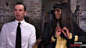 Ruthless ebony mistress pegging