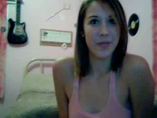 Cute and slim short haired brunette cam girl flashed her masturbation skills