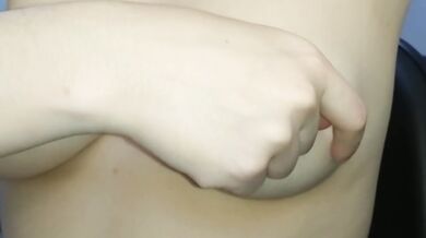 (HD) Playing with my hard pink nipples. Natural white young boobs!