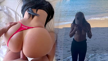 BEACH ADVENTURE: Perfect tits &amp_ big ass exposed in public and gets fucked after topless