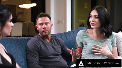 Pregnant Charlotte Sins takes Seth Gamble's cock deep in her throat and pussy in a hot cuckold scene with Anna De Ville