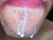 jugando con leche calientica en mi boca, tongue, saliva, lengua , sloopy, sucking, escupir fetish