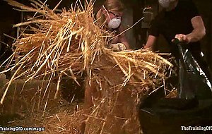 Bound trainee gets water bondage