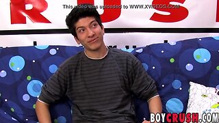 Fresh teenager jerks off and goes up hard at the casting couch