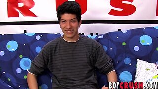 Fresh teenager jerks off and goes up hard at the casting couch