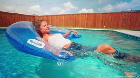 Jasmine goes for a Swim in Sexy Jeans, a White Top and Heels