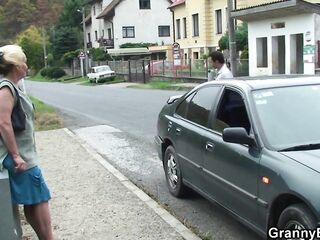 That Man picks up golden-haired granny for snatch banging