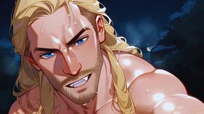 viking warrior reveals his dirty gay secret. he has a huge cock inside his tight, delicious ass.