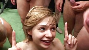 Two young retro German girls are being fucked by group of 90s fuckers