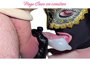 Blowjob - huge unloading in condom!