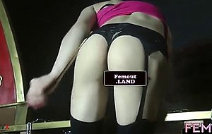 Asian femboi cums in sweet lingerie
