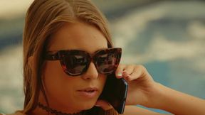 Pretty young chick Jill gives BJ in the pool and gets doggy fucked