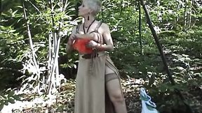 Two French harlots seduced by three erect cocks deep inside the forest