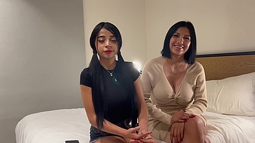 Amateur Latina 18+ Teen with Big Natural Tits Brings Stepmom to Her First Porn Audition Casting, Highlight Tape