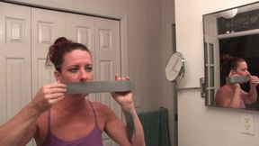 Wrap Around Tape Gag Hair Brush & Play - Mp4