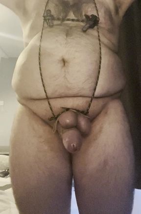 Untying and Re-tying My Cock and Balls with Shoe Laces
