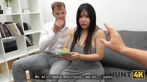 Hunt4K's charming Asian girl welcomes a hard fuck in front of her enormous natural boobs
