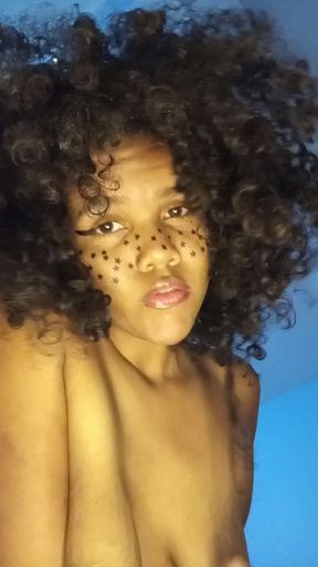 Close-up of masturbation with 18 cm dildo