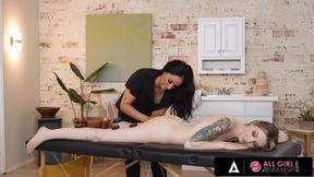 Sexy Masseuse Gives Hot Pussy Massage With Her Mouth With Sheena Ryder And Ailee Anne