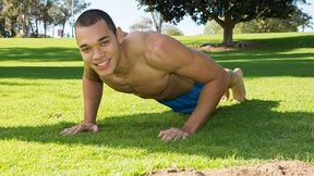 Muscular Ebony Hottie Jacks His Massive Cock and Cums Profusely - Sean Cody