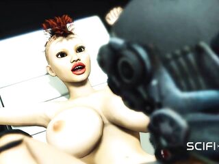 Oh baby! Sexy hot breasty hotty loves it coarse in the sci-fi lab