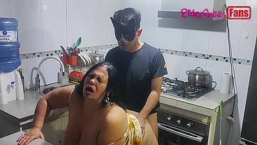 Stepmom Teaching Sex in kitchen
