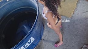 Picking up my 100 anal stepsister on the terrace