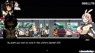 Furry Threesome In a Public Train - Gamer Struggles Porn Game