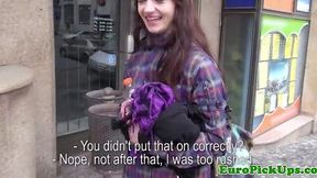 Horny babe sucks cock in public POV drive