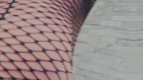 Shemale erection in fishnet