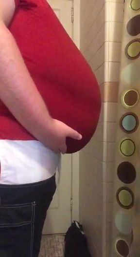 Big belly in tight clothes (padding)