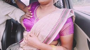 indian aunty car sex with son in law long drive for fucking. telugu dirty talks.