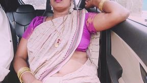indian aunty car sex with son in law long drive for fucking. telugu dirty talks.