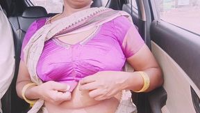 indian aunty car sex with son in law long drive for fucking. telugu dirty talks.