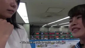 Japanese female employee helps new lesbian break in