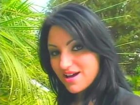 Brunette ass swallows long curvy cock