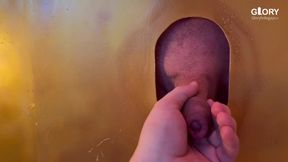 Horny daddy cock at the gloryhole - I squirt on it &amp; have to lick clean!