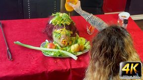 Humiliating the Helpless Slave at the Dining Table: Slave’s Head on a Platter (4K)