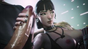 Fortnite Goth Girl Phaedra Jerking off that Big White Cock
