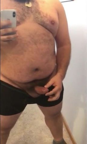 Fat Bear Stroking His Big Cock